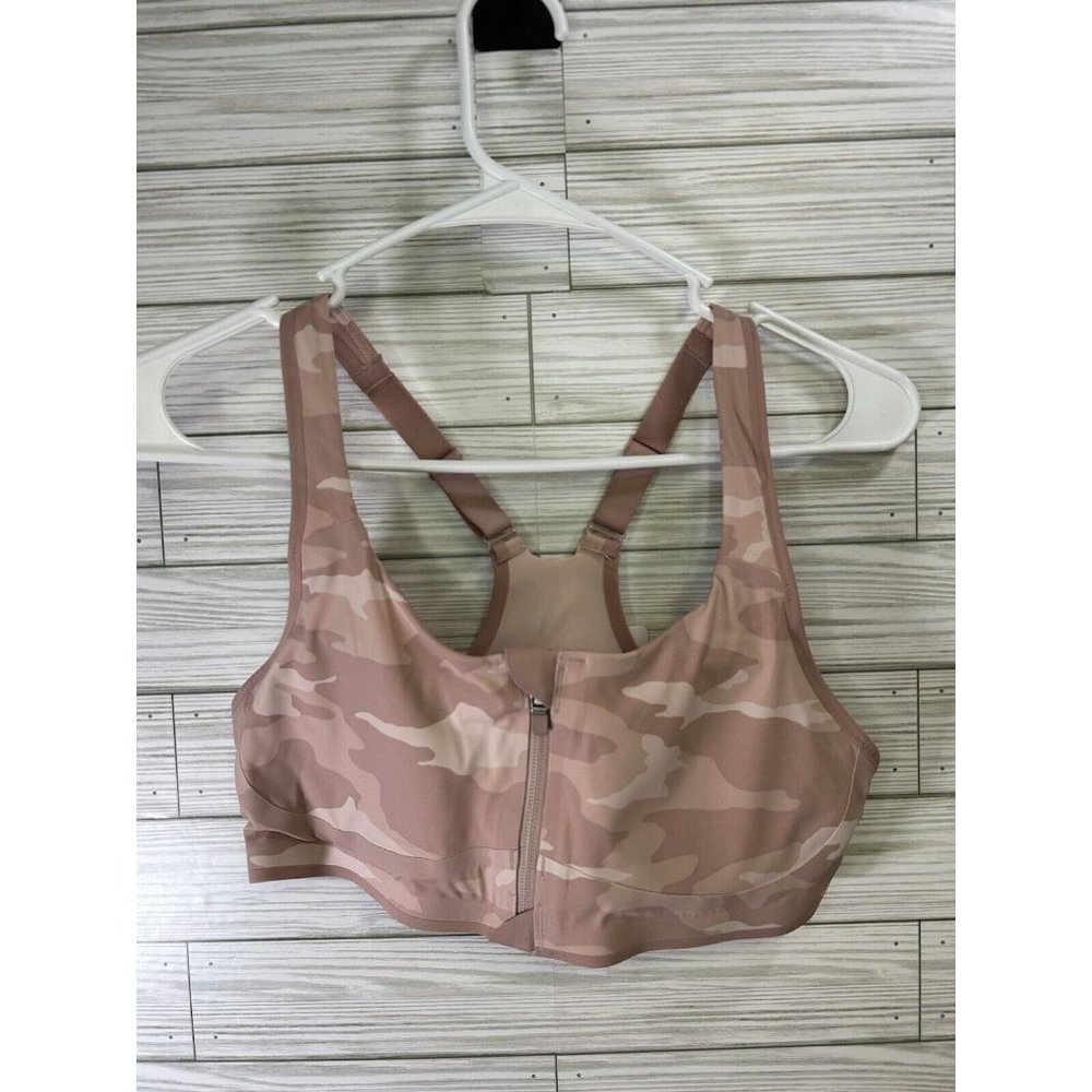 NWT ATHLETA Pink Camo Empower II Train Racerback Zip Front Sports Bra A-C Sz Sm‎
